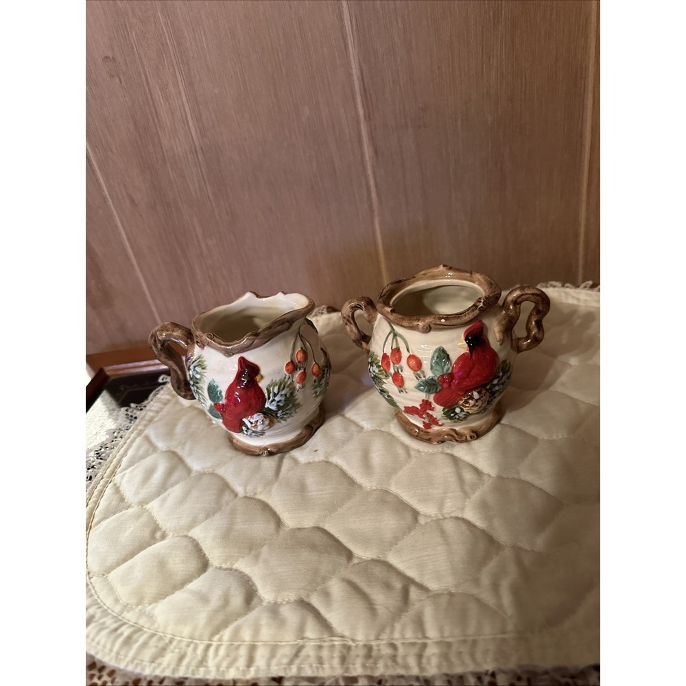 Old World Christmas Cream and‎ Sugar Cardinal Bird